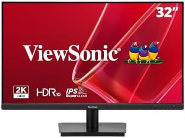 ViewSonic VS3225-2K 32 Inch QHD 1440p IPS Computer Monitor, 75Hz LCD | HDMI, DisplayPort, Variable Refresh Rate, Eye Care, Frameless, Anti Glare, Home Office, Laptop, Mac, PC, HDR10, Speakers, 4ms